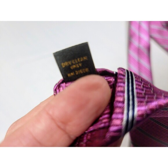 Jos. A. Bank Reserve Collection 100% Silk Men's Tie-Pink/Purple Diagonal Stripe - Picture 7 of 7